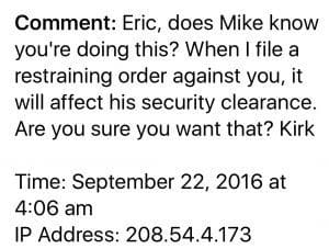 Kirk Steffensen threatens parishioner