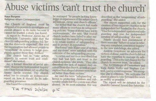 Church of England cannot be trusted to handle abuse