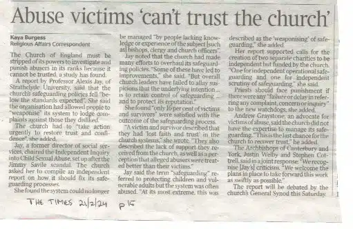 Church of England cannot be trusted to handle abuse