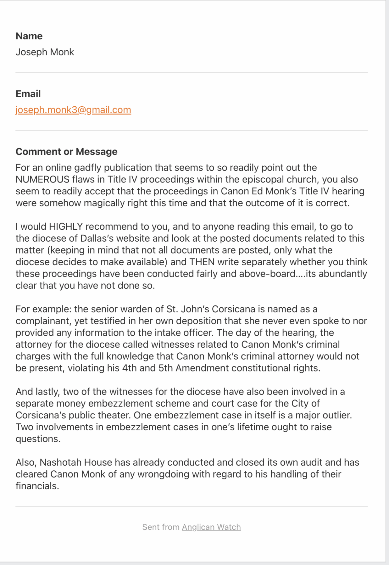 Ed Monk email