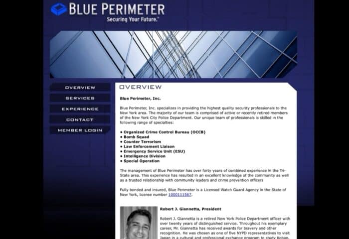Blue Perimeter Security/ Robbia Gianetta