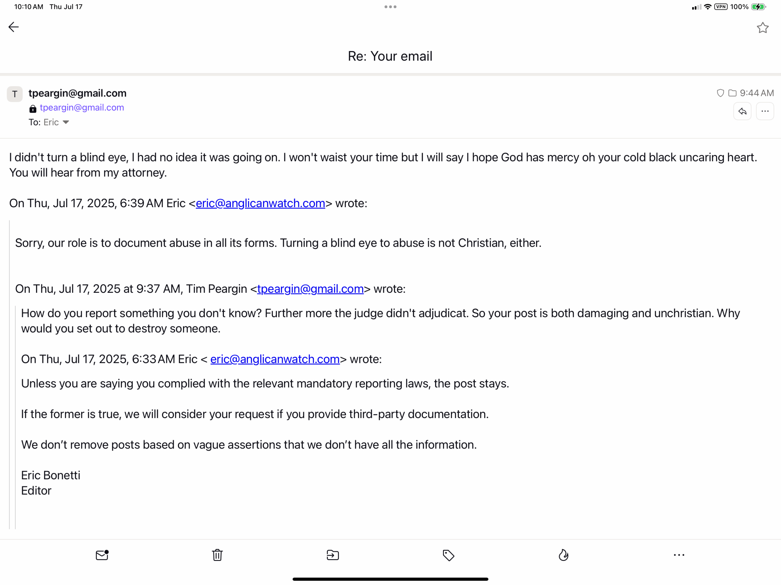 Timothy Peargin email