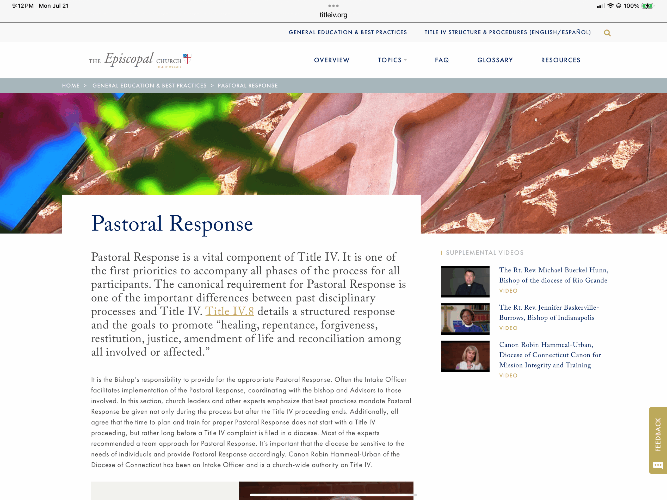 A pastoral response is required in all Title IV cases