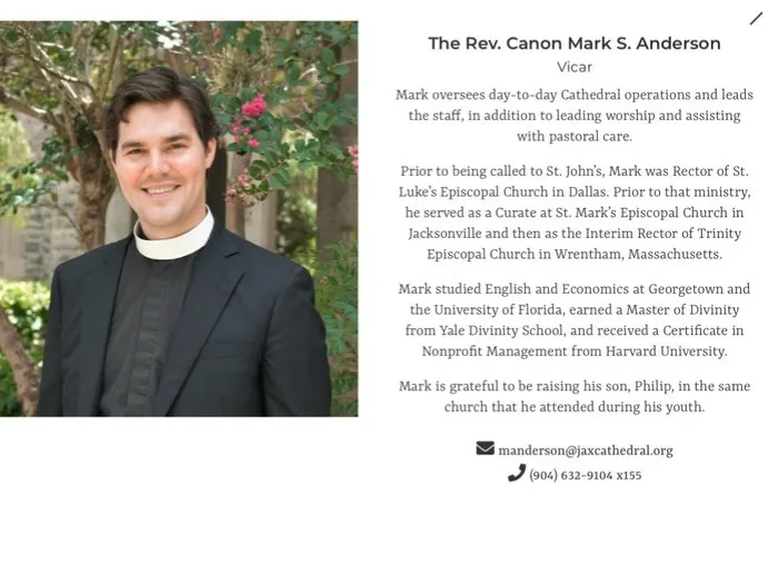 Episcopal priest Mark Anderson, vicar of St. John’s Cathedral in Jacksonville, admits under oath to adultery and mortgage fraud. Or maybe it’s not mortgage fraud, and he’s simply proferring perjurious testimony in his divorce case.